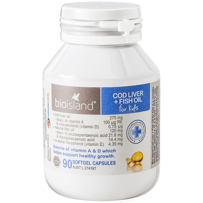 bioisland cod liver  fish oil 90tab 儿童鳕鱼油90粒